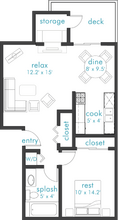 1 Bed 1 Bath F14 floor plan
